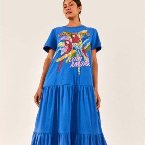 Farm Rio Blue From Rio With Love T-Shirt Dress - LIKE NEW! NEVER WORN.